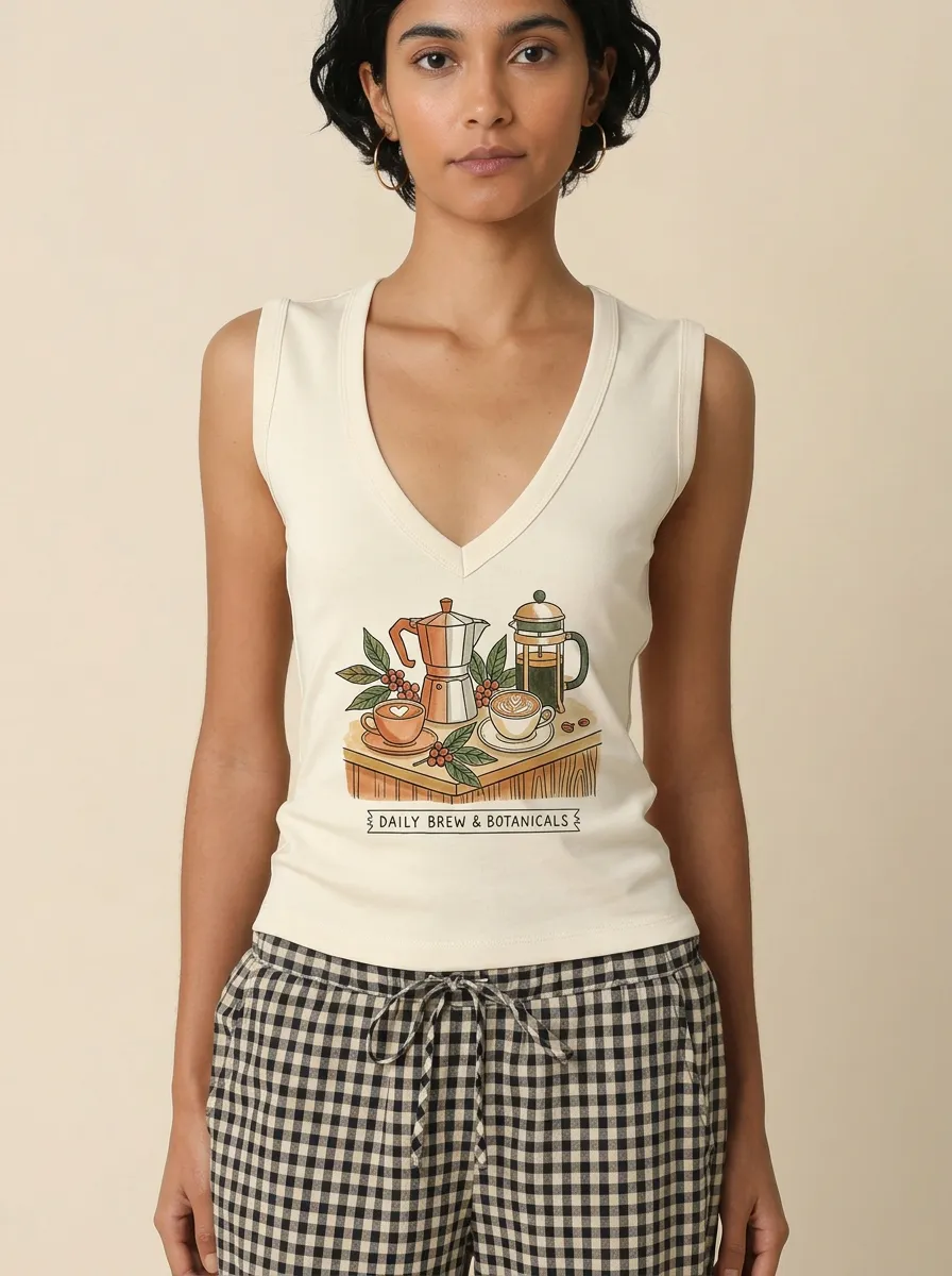 Women's Coffee Daily Brew Botanicals Graphic Tank Top
