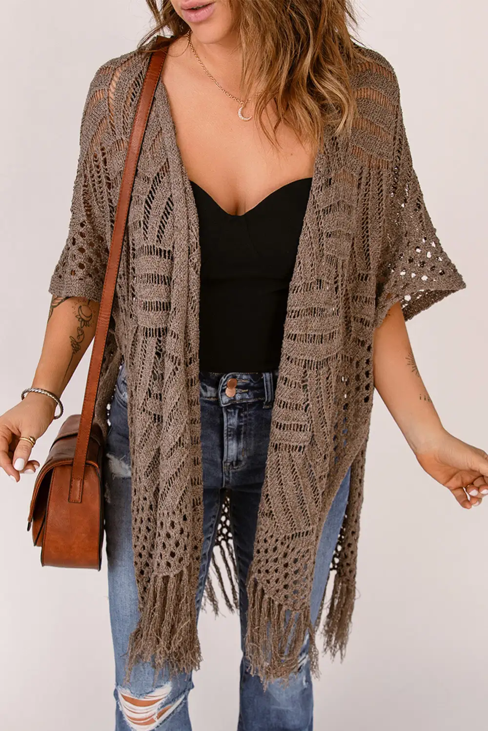 Swimwear Loose Knitwear Kimono with Slits