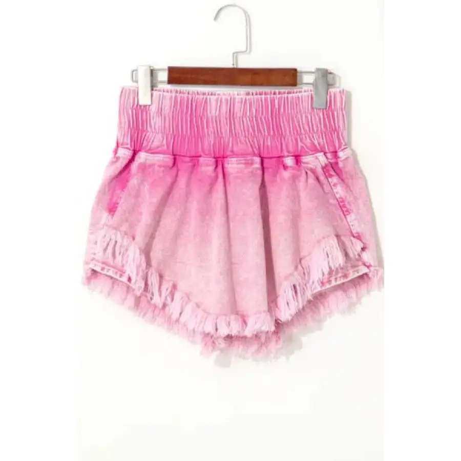 Raw Hem Frayed Washed Denim Shorts