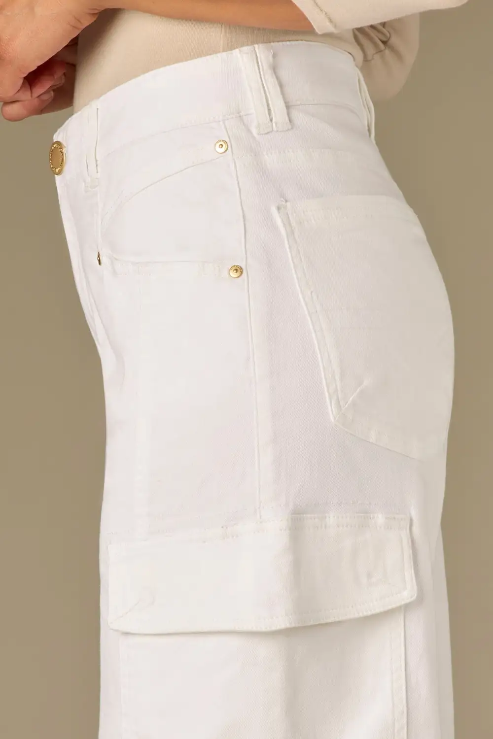 Skyrise Wide Leg Jeans Cargo Pockets