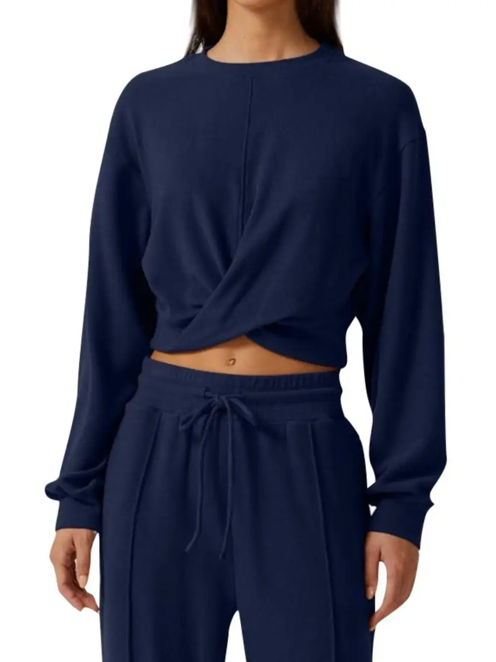 Twist Front Long Sleeve Top and Pants Set