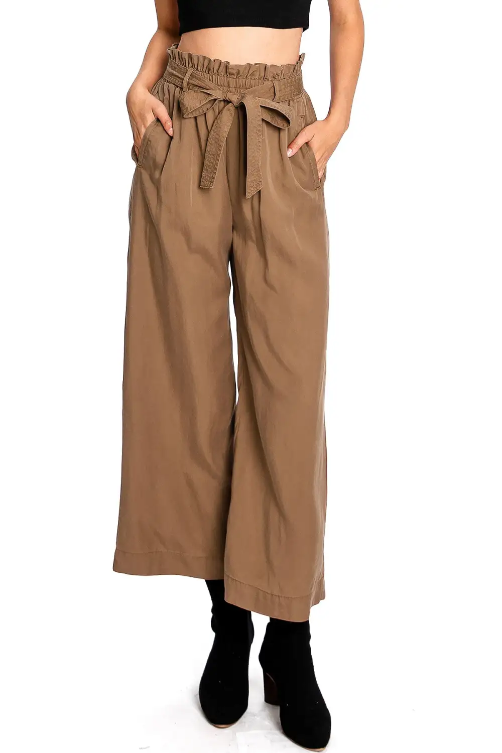 Light Blue High - Rise Drawstring Culottes