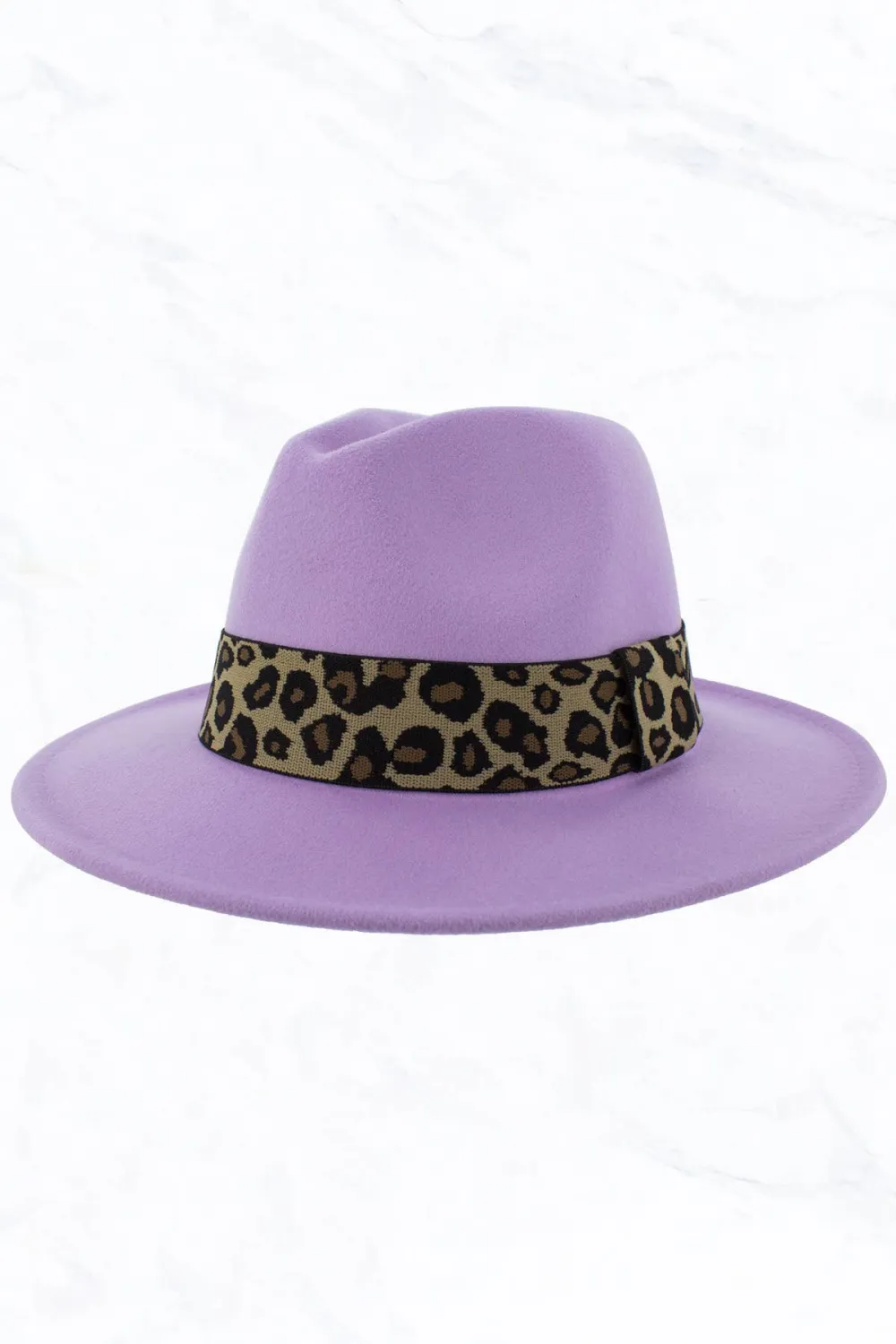 Retro Flat Big Brim Fedora Jazz Hat Wide Leopard Belt