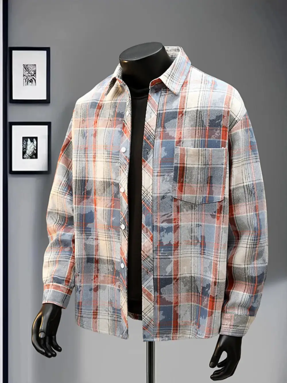 Cotton Plaid Long Sleeve Shirt
