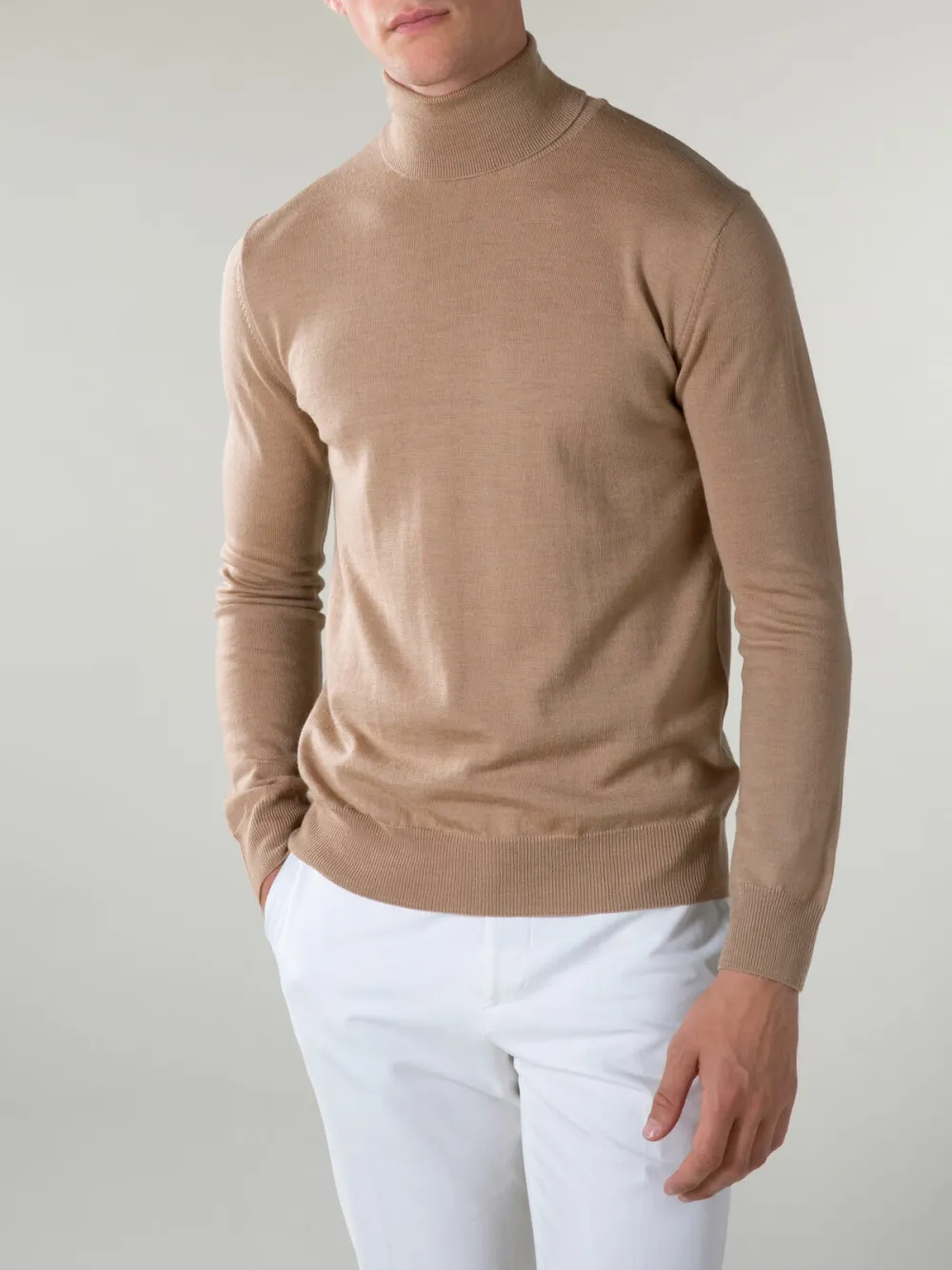 Cashmere Merino Blend Turtleneck Slim Fit Knit Construction Construction Turtleneck Sweater