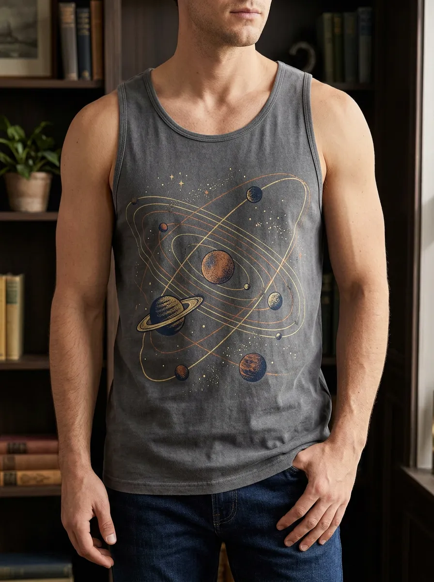 Men's Astronomy Solar System Crew Neck Tank Top