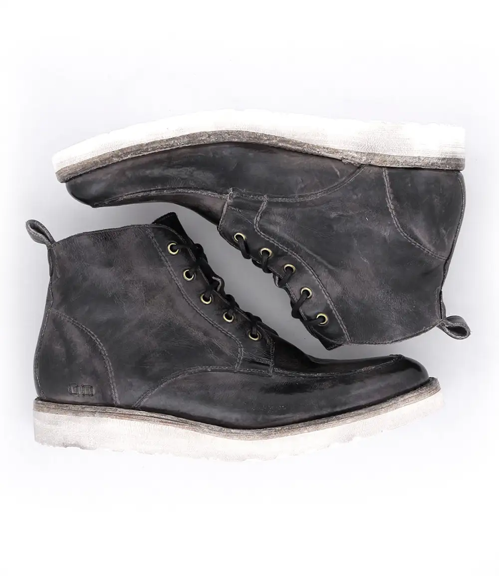 Apron-Toe Lace-Up Distressed Work Boots