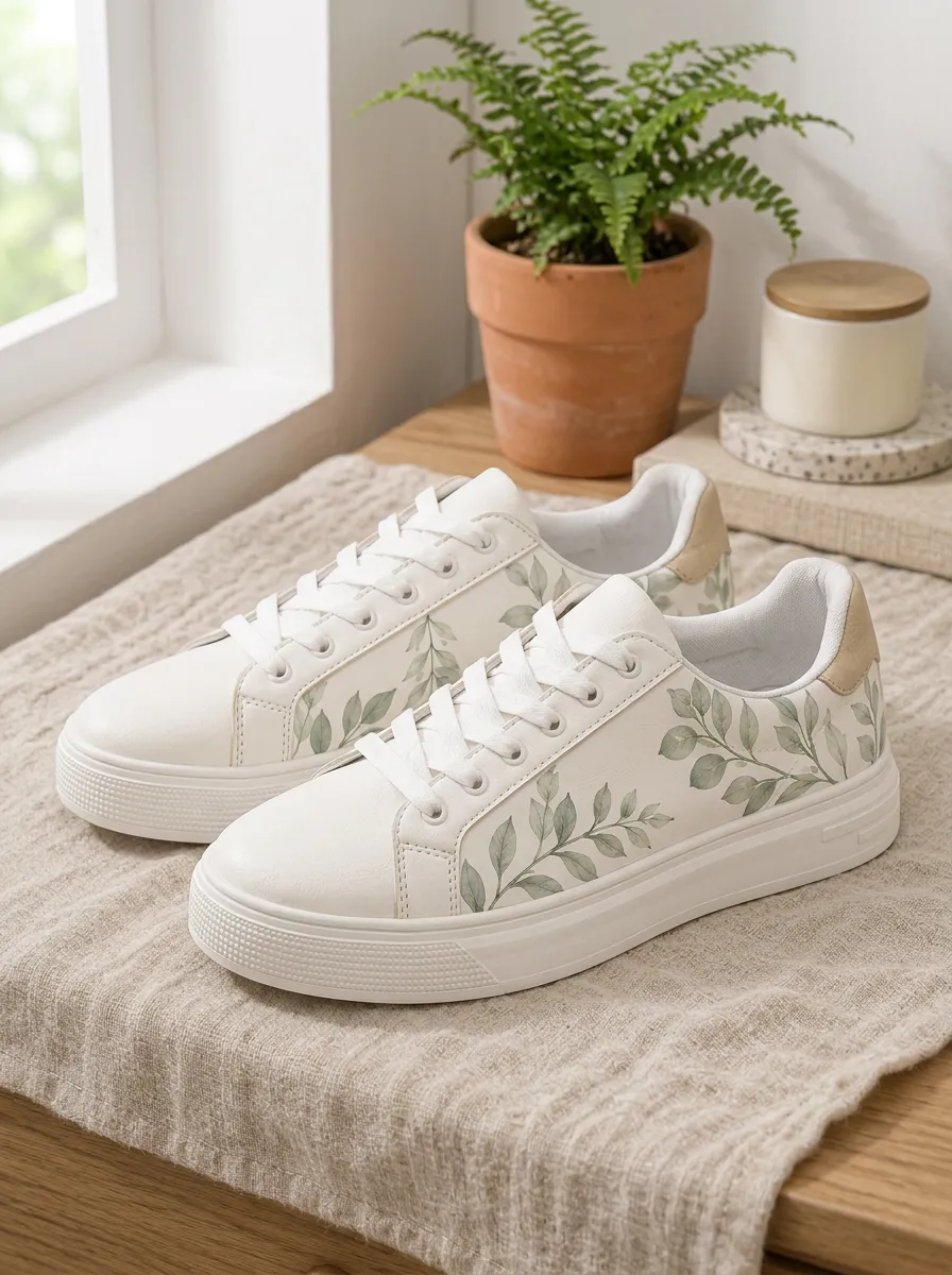 Women's Low-Key Botanical Nature Lover Leaves Skate Shoes