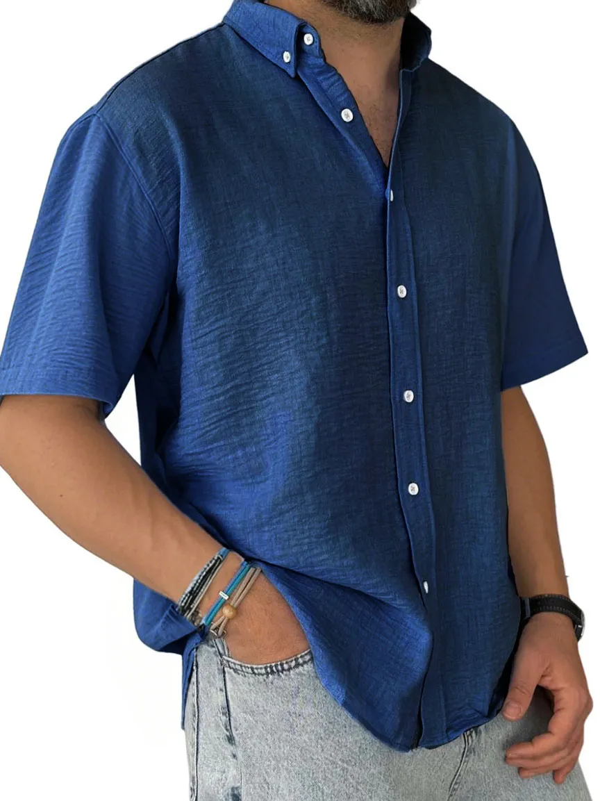Short Sleeve Pleated Front Shirt