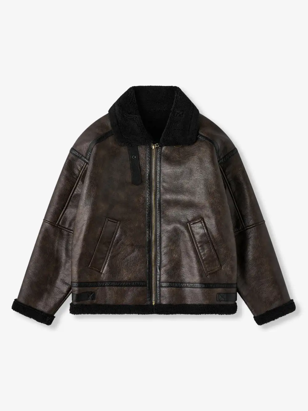 Men's Fleece Lined Leather Bomber Jacket