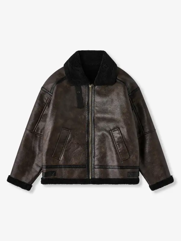 Men's Fleece Lined Leather Bomber Jacket