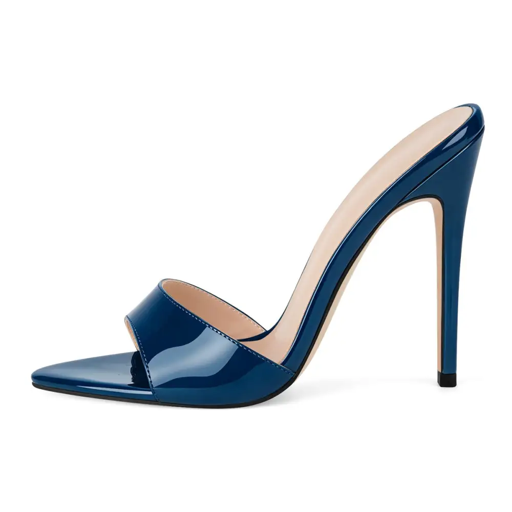 Pointed Toe Patent Leather Mule Sandals