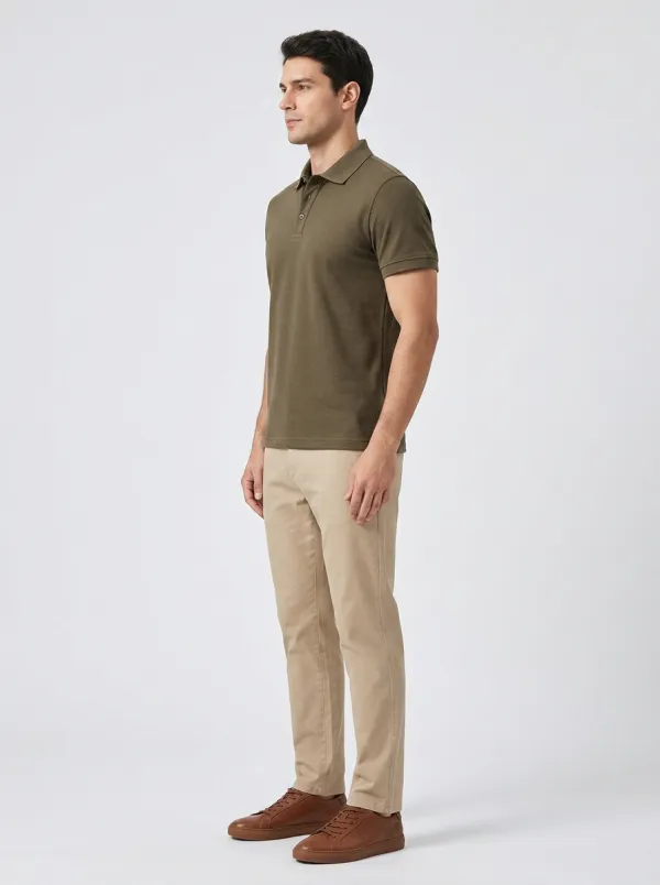 Geometric-Detail Embroidered-Detail Men's Polo Shirt