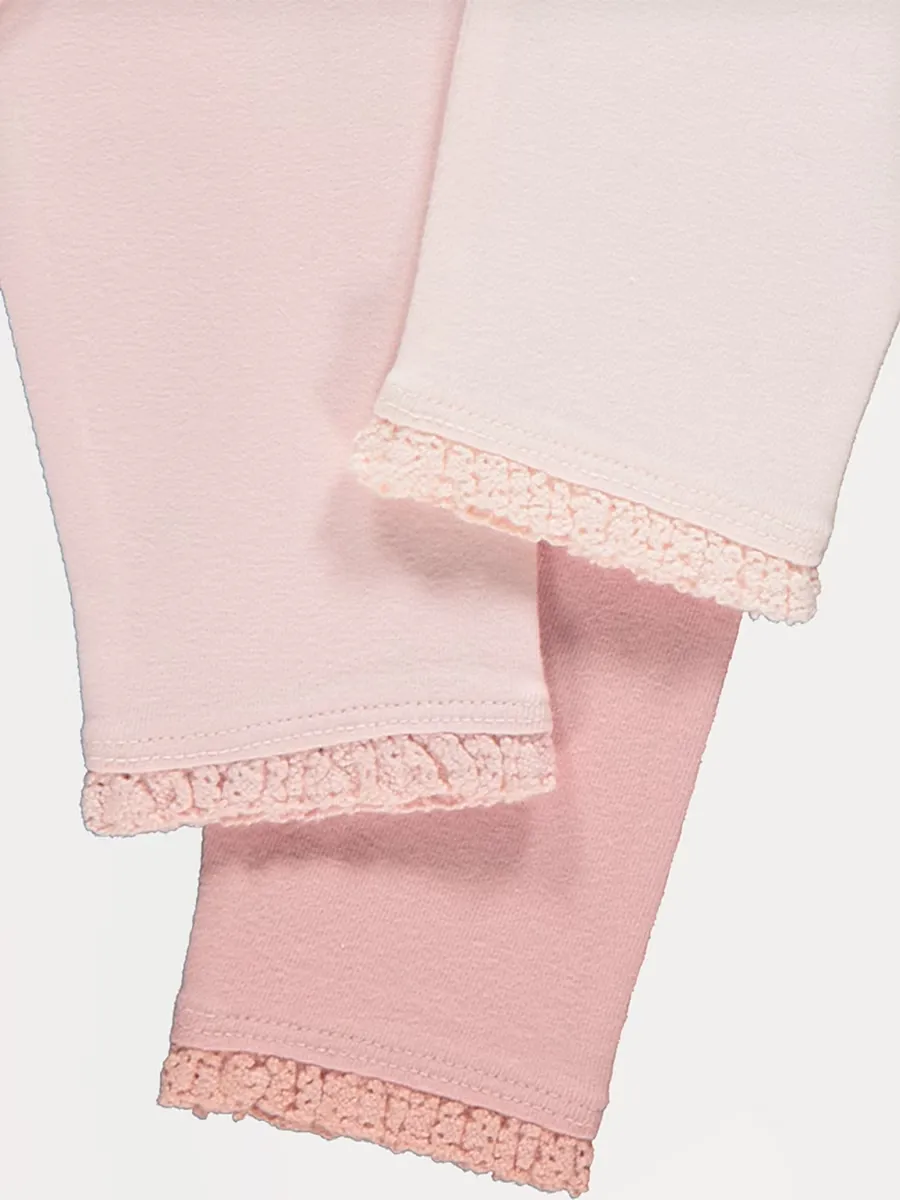 Pink Lace Trim Leggings 3 Pack