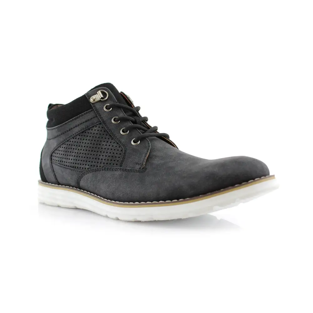 Structured Faux-Suede Suede Faux-Leather Chukka Boots
