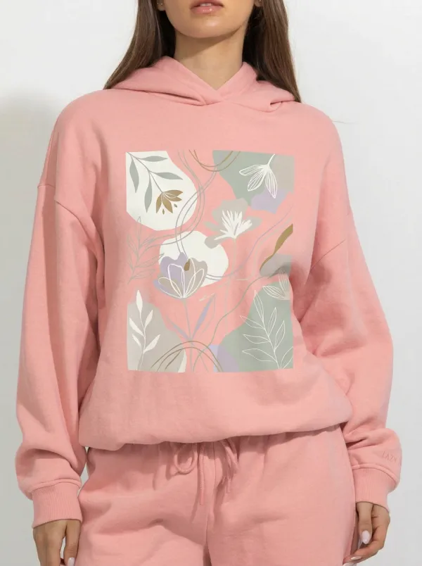 Women's Abstract Floral Botanical Art Printed Hoodie