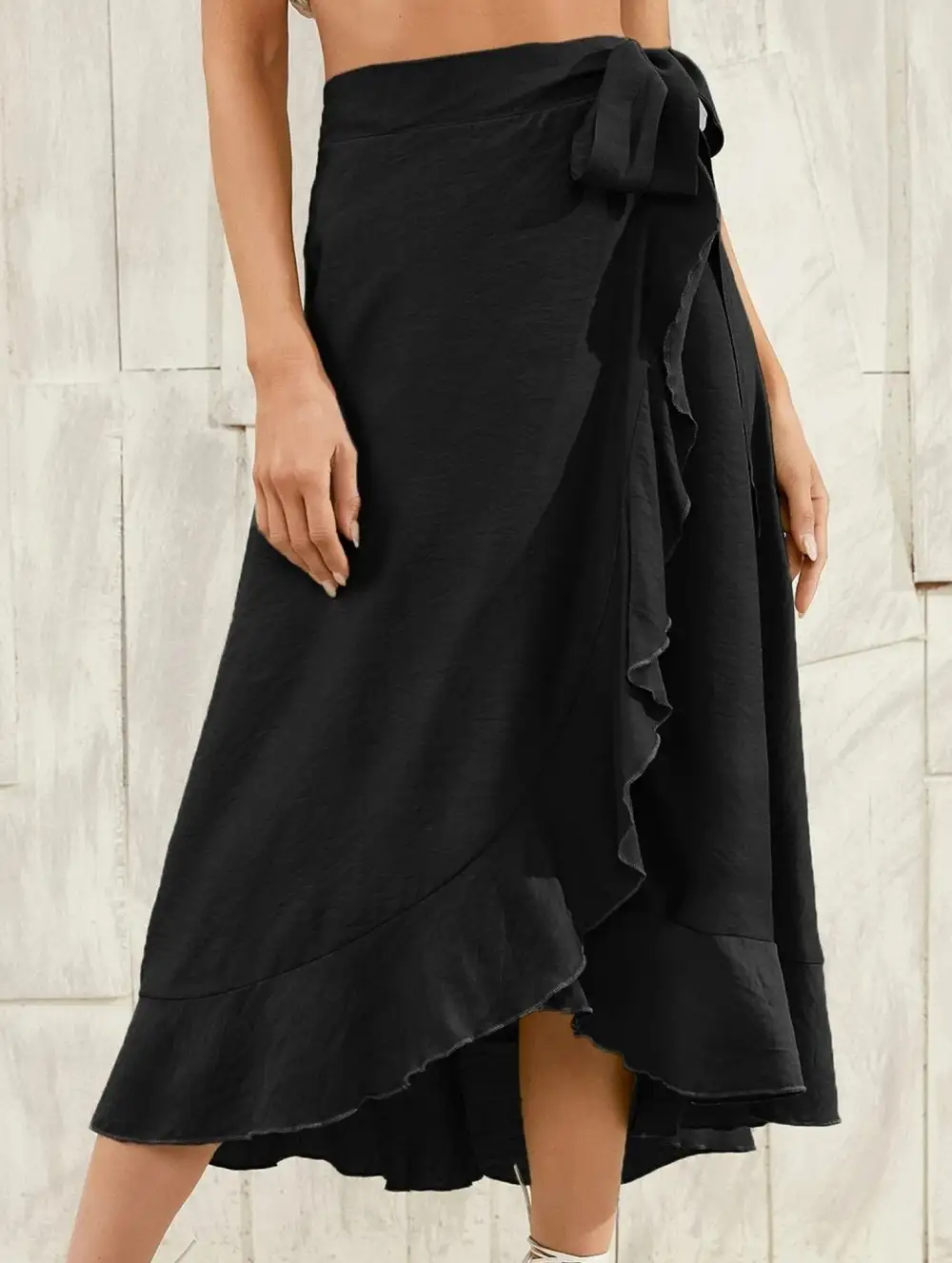 Tie Waist Irregular Skirt