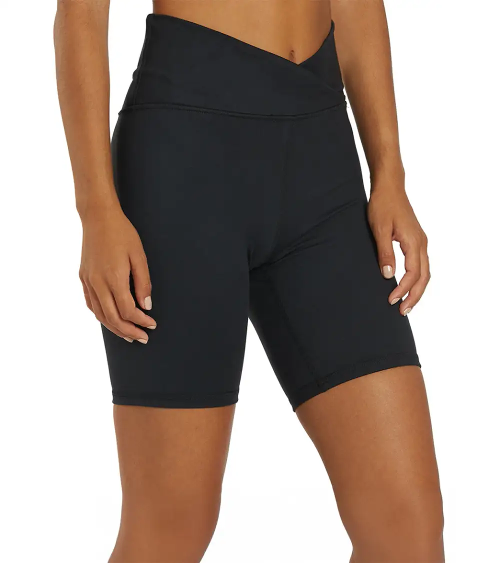 Crossover Waist Longline Yoga Shorts
