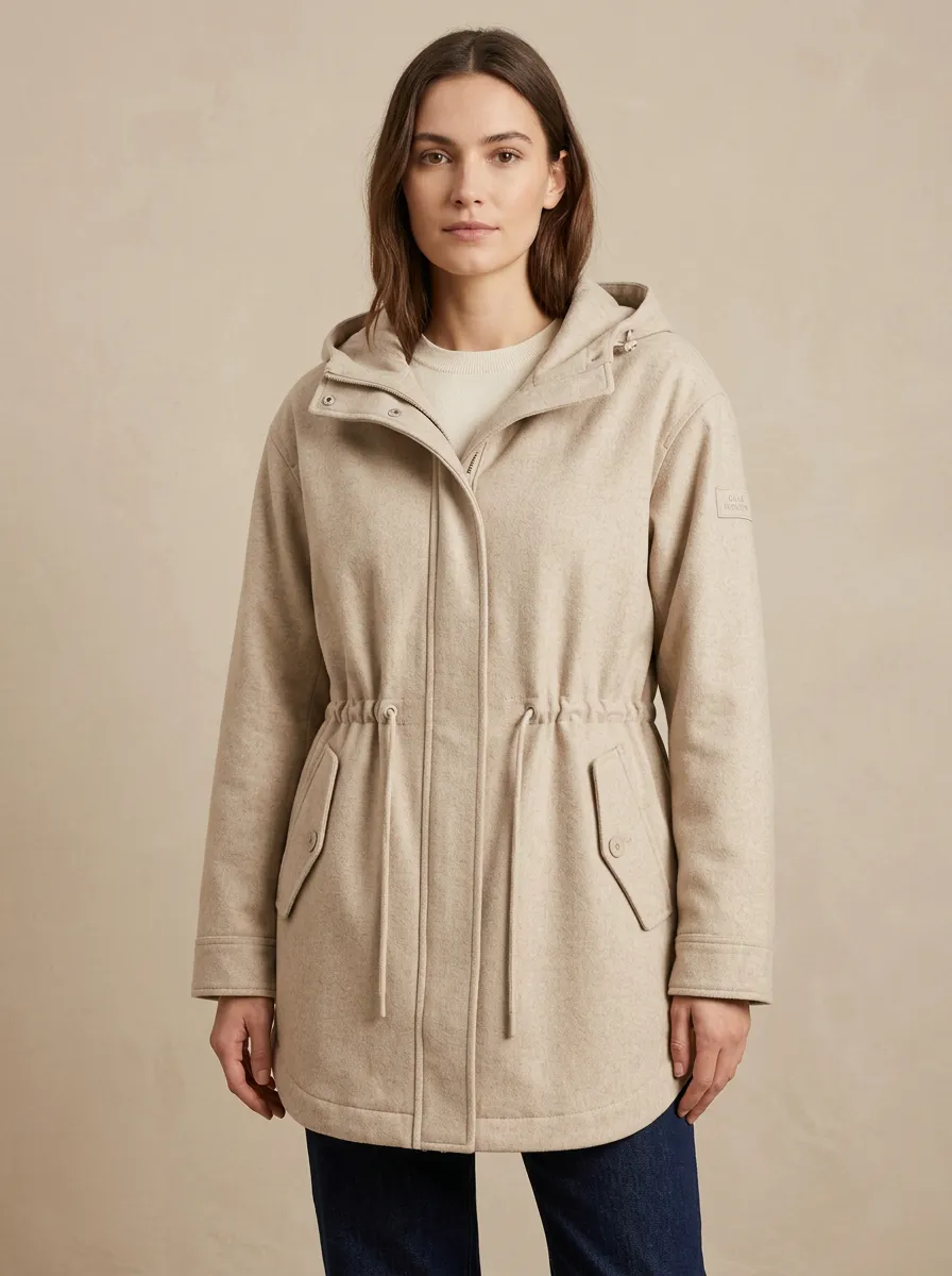 Hooded Drawstring Waist Jacket