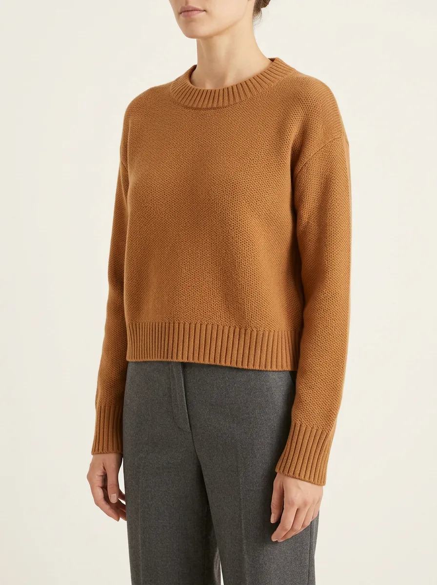 Women's Ribbed Textured Crewneck Sweater