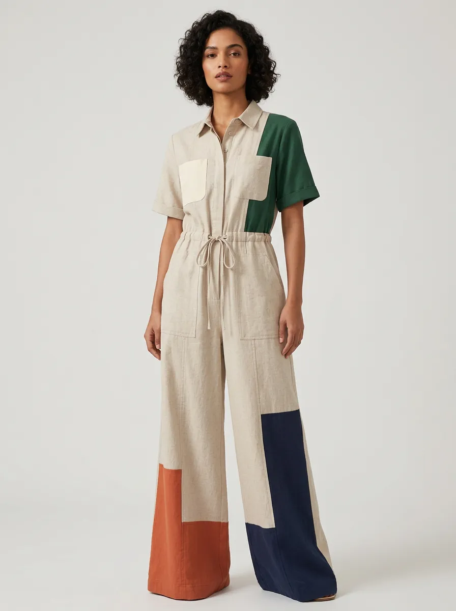 Women's Sierra Patchwork Colorblock Graphic Jumpsuit