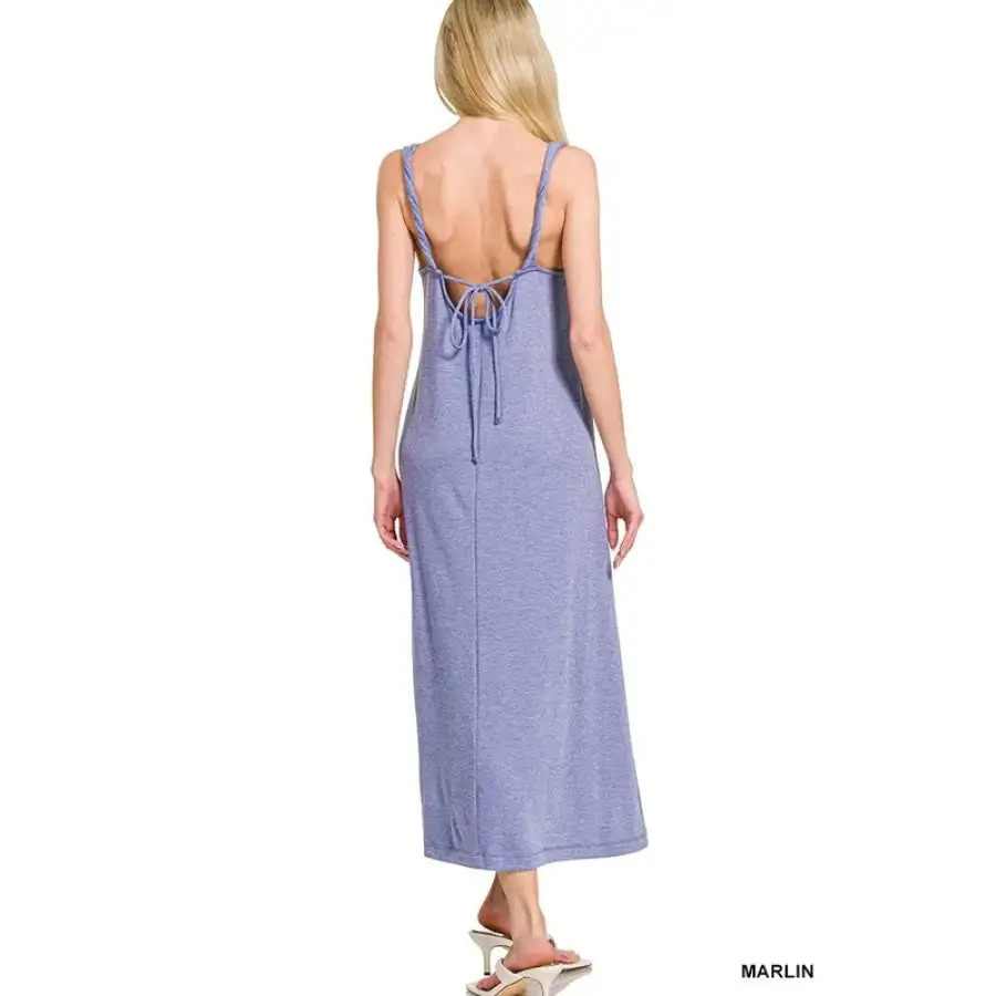 Twisted French Terry Twisted Strap Midi Dress