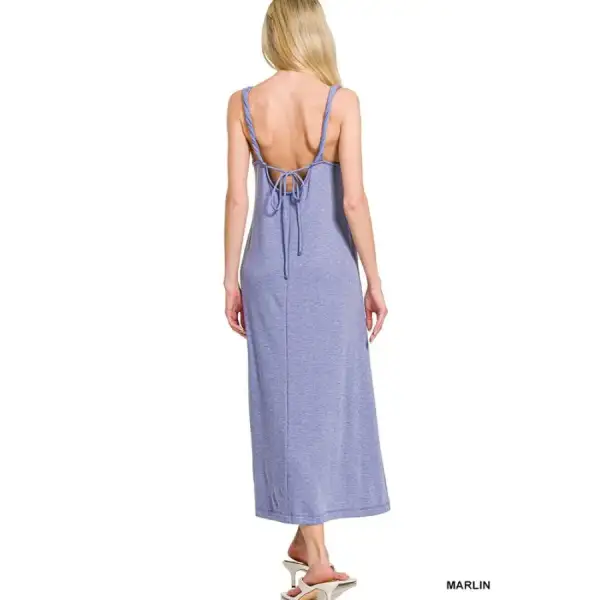 Twisted French Terry Twisted Strap Midi Dress