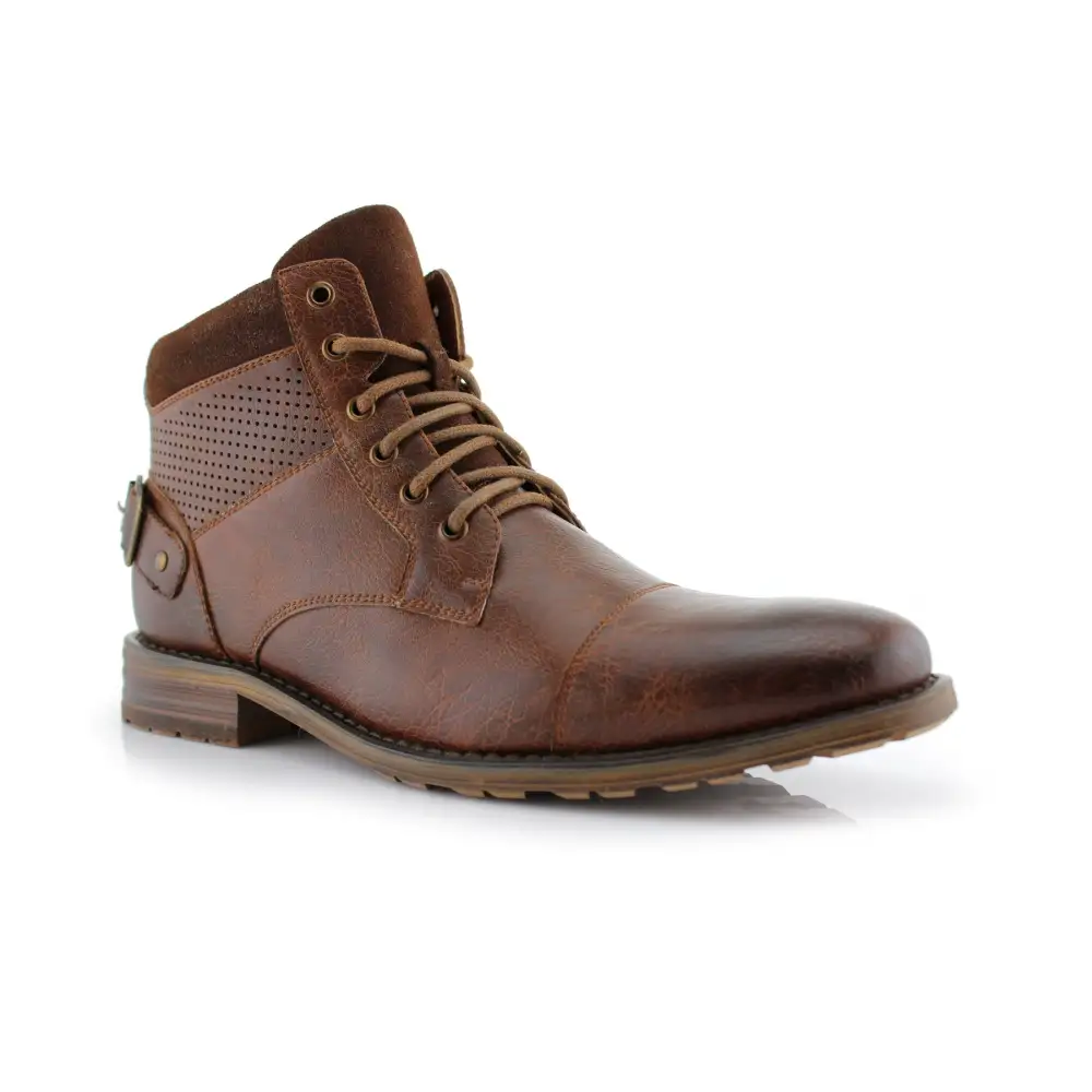 Faux-Suede Suede Faux-Leather Combat Boots