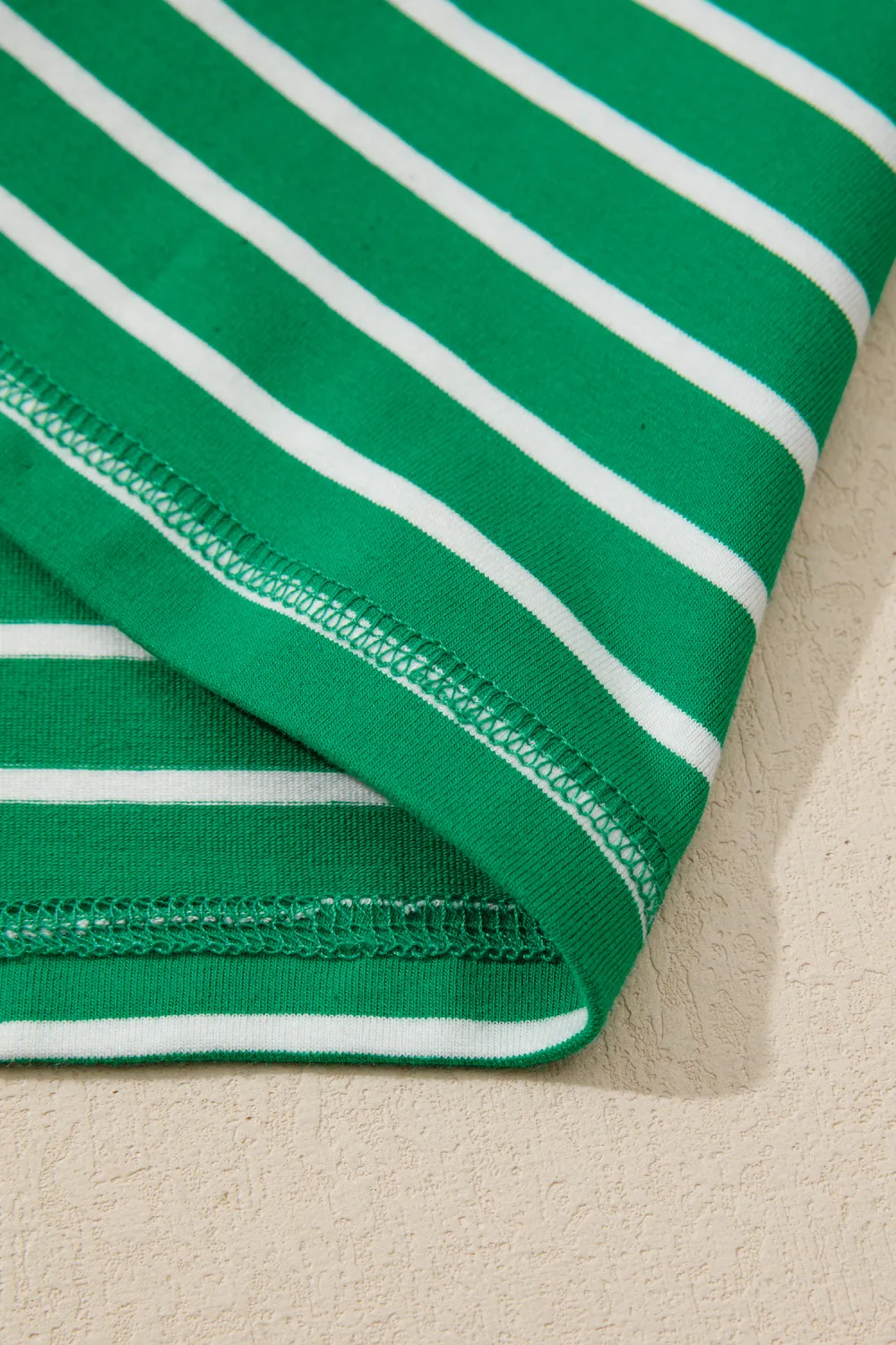 Green Stripe Ribbed Patchwork Seam Tee