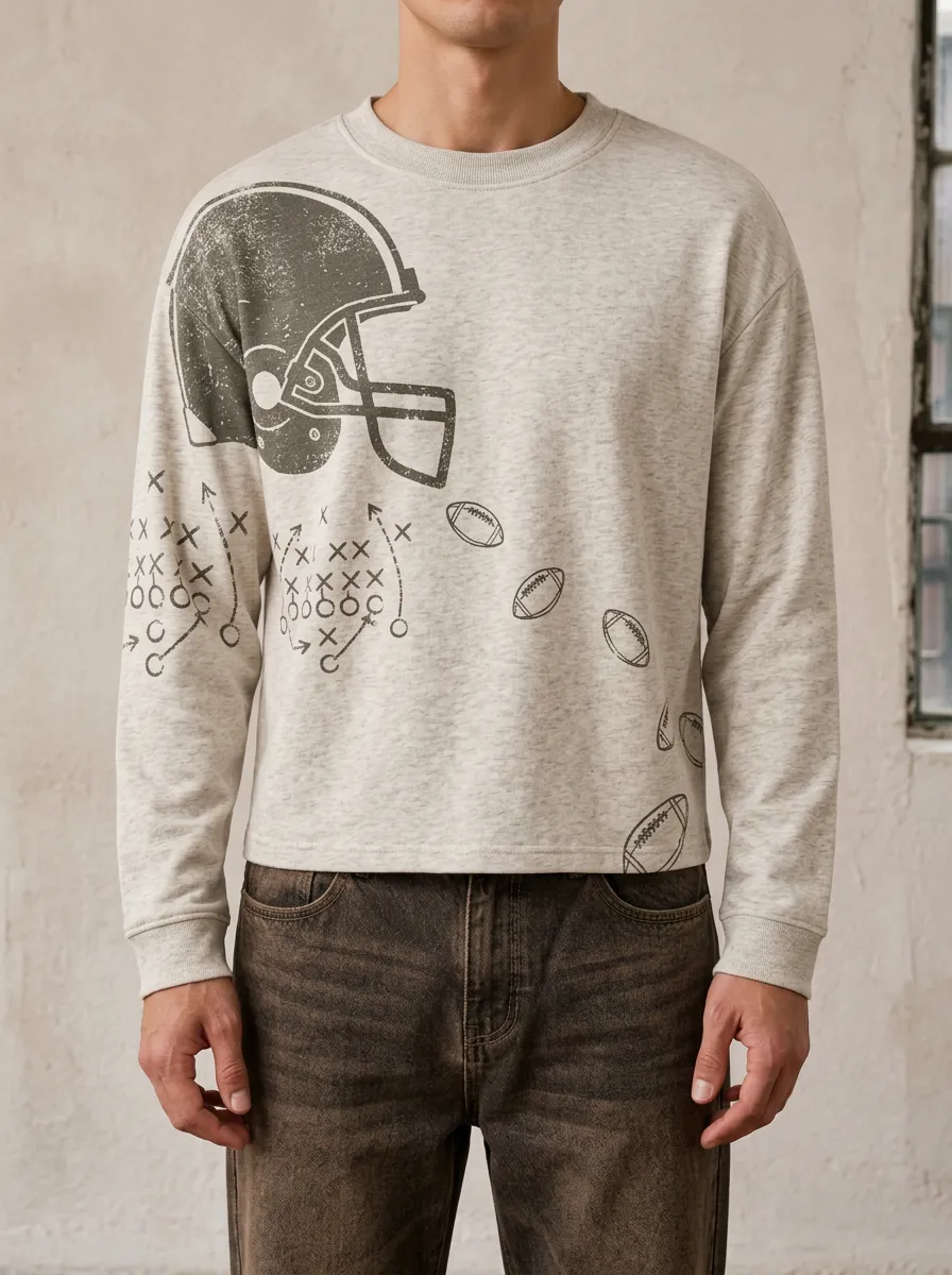 Men's Football Long Sleeve T-Shirt Featuring Helmet Graphic