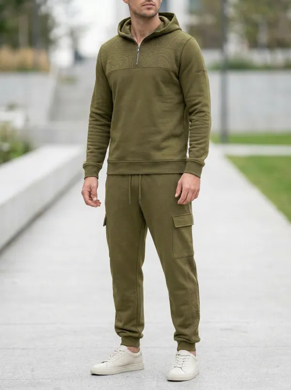Men's Modern Outdoor Adventure Topographic Print Jogger Set