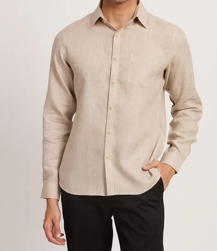 Ginger Linen Button-Up Shirt