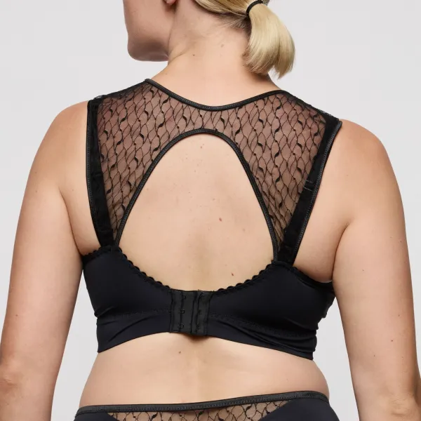 Women's Bralette Wireless Unpadded Lined Cup Lace Embroidery Sheer Detail Smoothing Bra