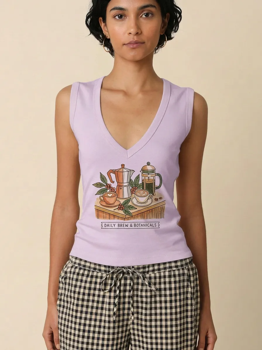 Women's Coffee Daily Brew Botanicals Graphic Tank Top