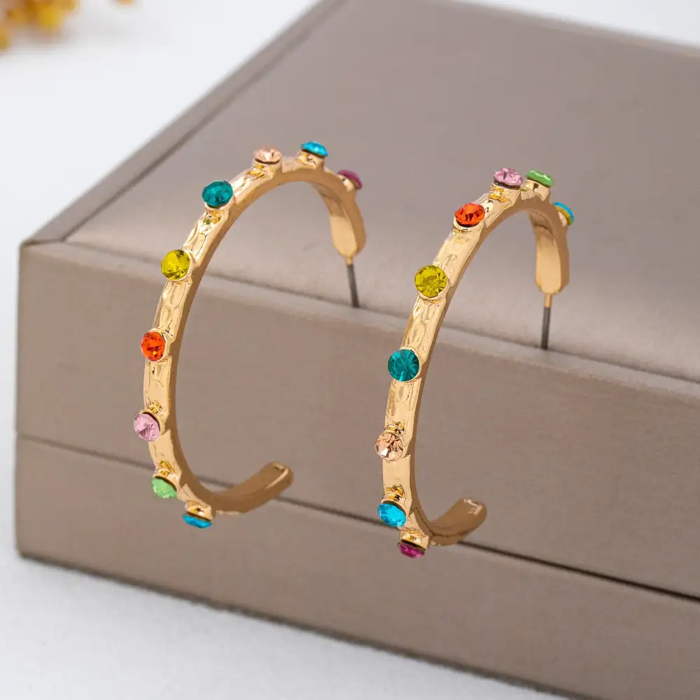 Multi Color Gemstone Hoop arrings