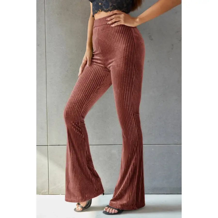 Ribbed High Waist Flare Pants