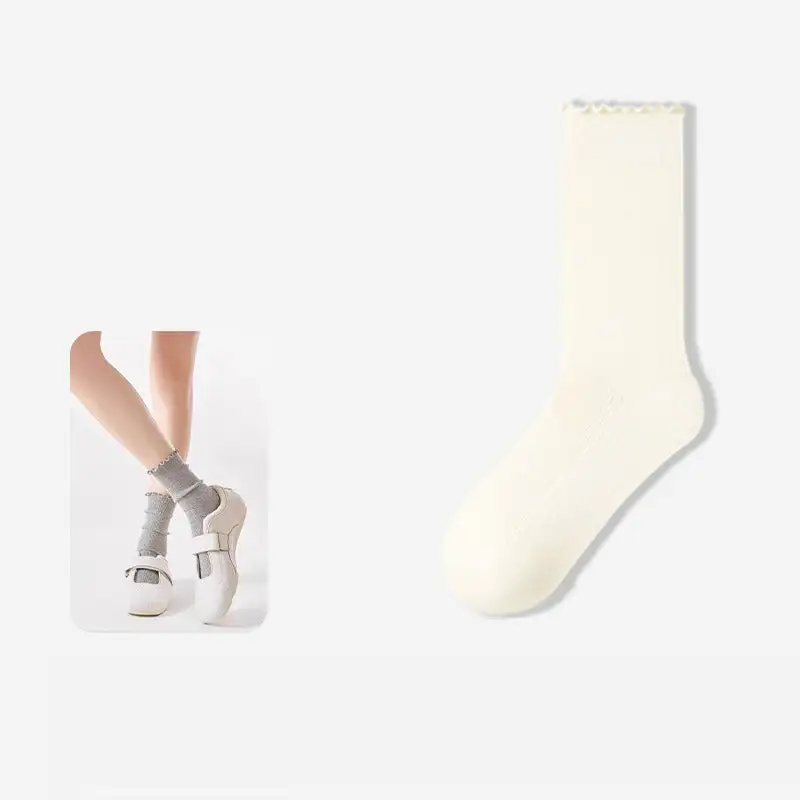 Lettuce Trim Ribbed Slouch Crew Socks