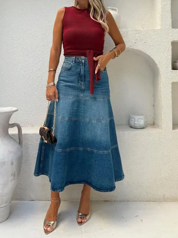 Sharp Neat Denim Skirt