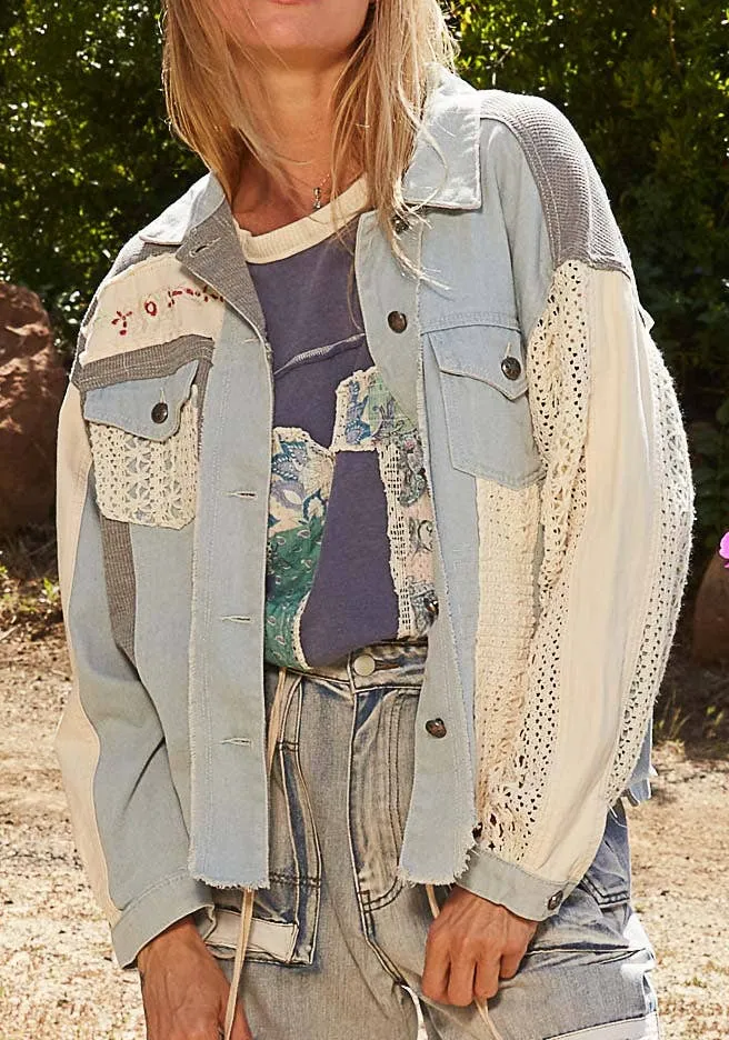 Women’s Oversize Crochet Embroidery Shacket