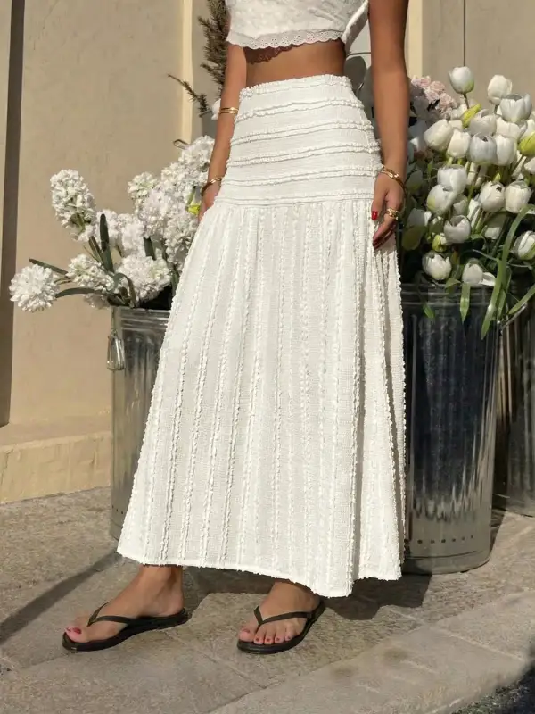 Textured Flared Midi So Skirt