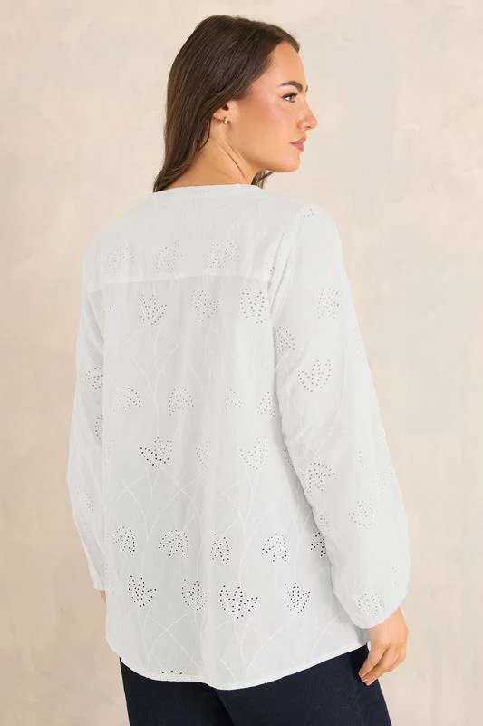 White Embroidered Cotton Blouse detail 3