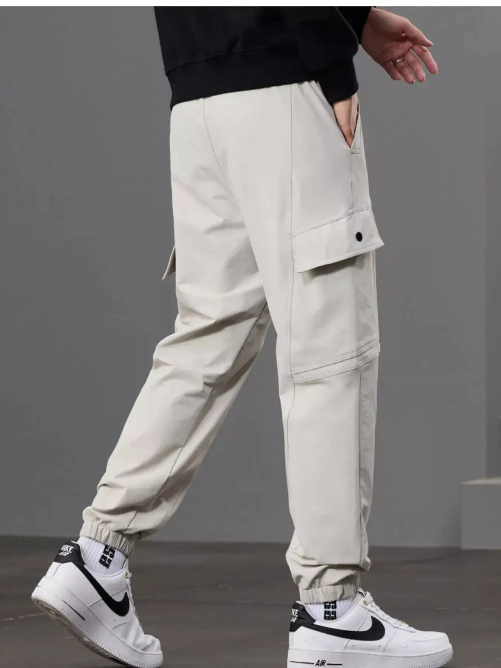 Men's Casual Cargo Pants with Drawstring Waist