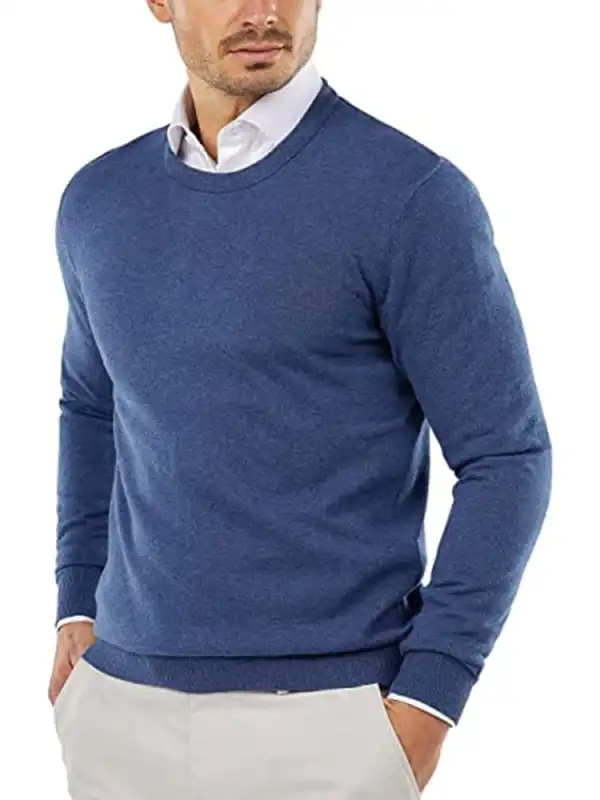 Trendy Crew Neck Pullover Knitted Sweater Jeans