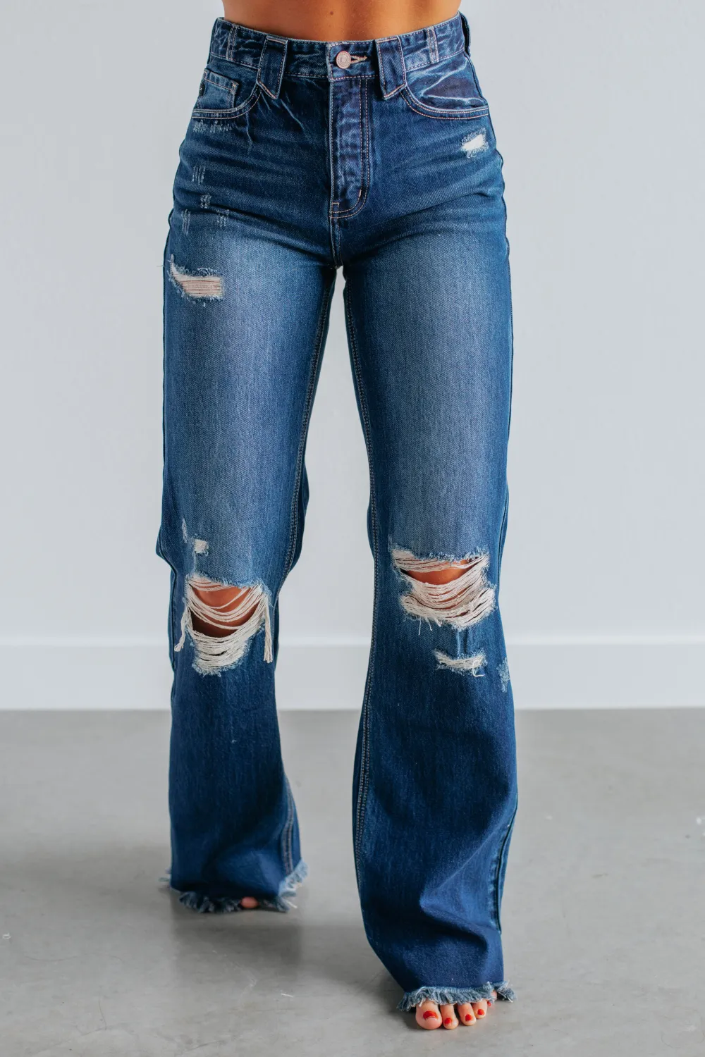 Women's High Rise Wide Leg Dart Detail Jeans