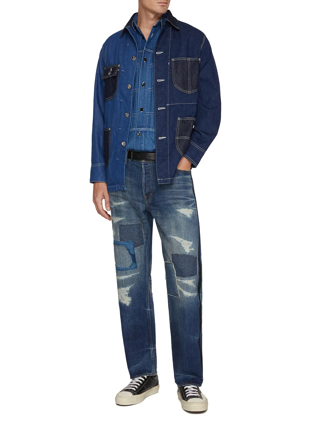 Simple Straight-Cut Blue Cottom Jeans