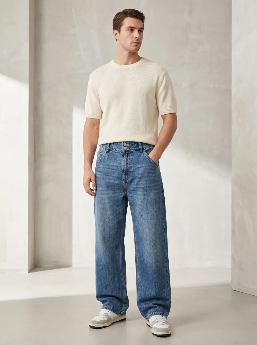 Men's Vintage Casual Wide Leg Jeans