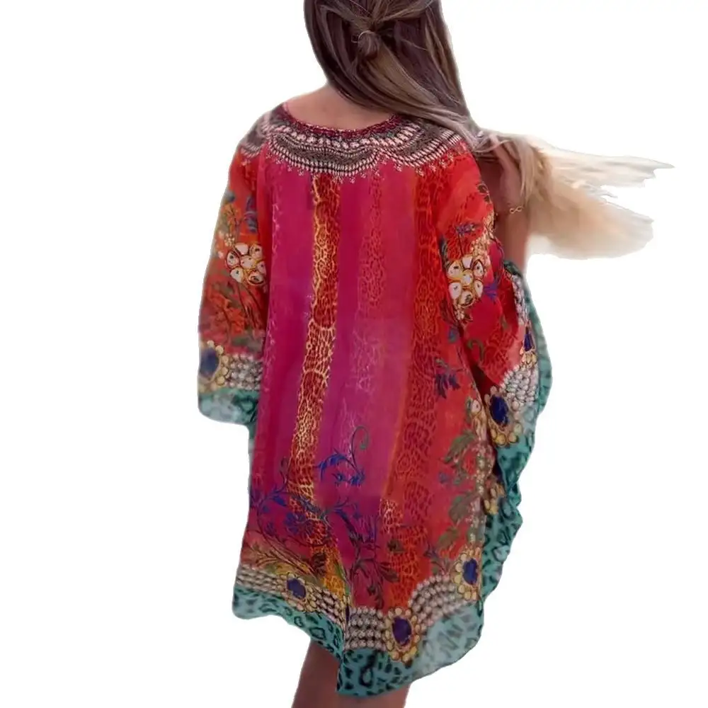 Women's Fitted V-Neck Floral Belted Dress