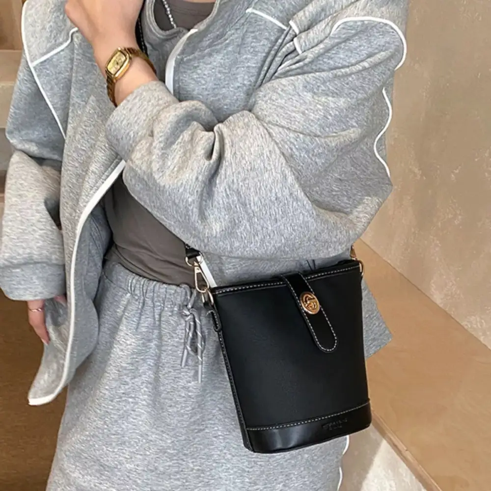 Women's Bucket Leather-Look Crossbody Bag