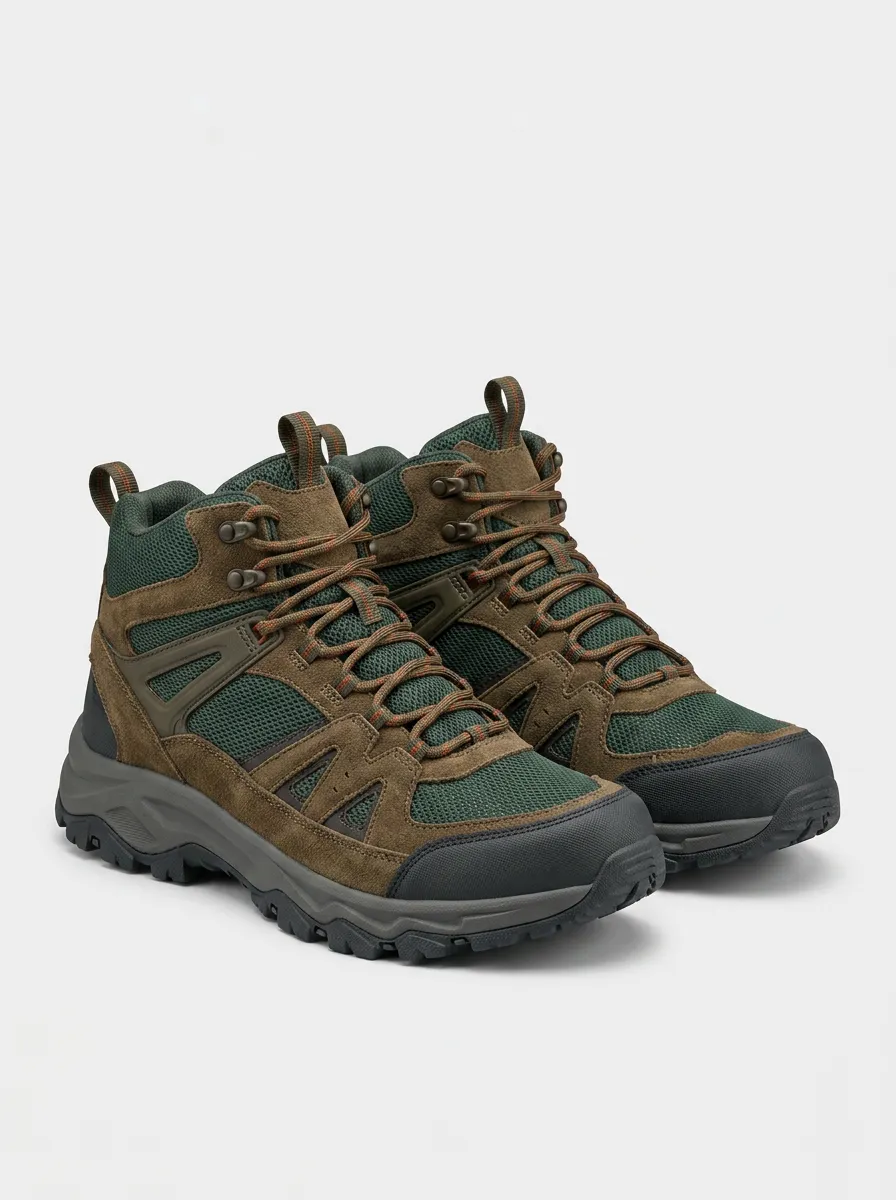 Men's Outdoor Hiking Adventure Suede Mesh Printed Boots