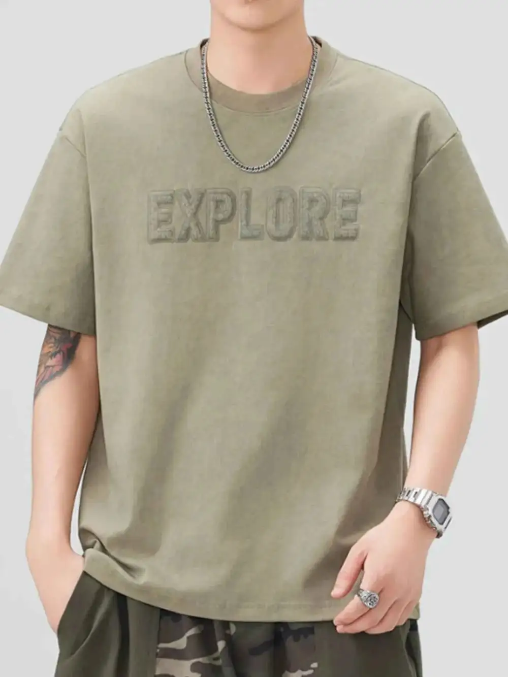 Easywear Letter Round Neck Short Sleeve T-Shirt